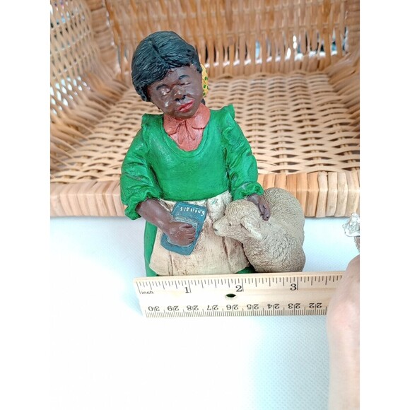 African American Figurine JP Resin Hand Painted Young Girl Lamb Pleasants - Picture 13 of 13